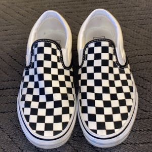 Checker board slip on vans
